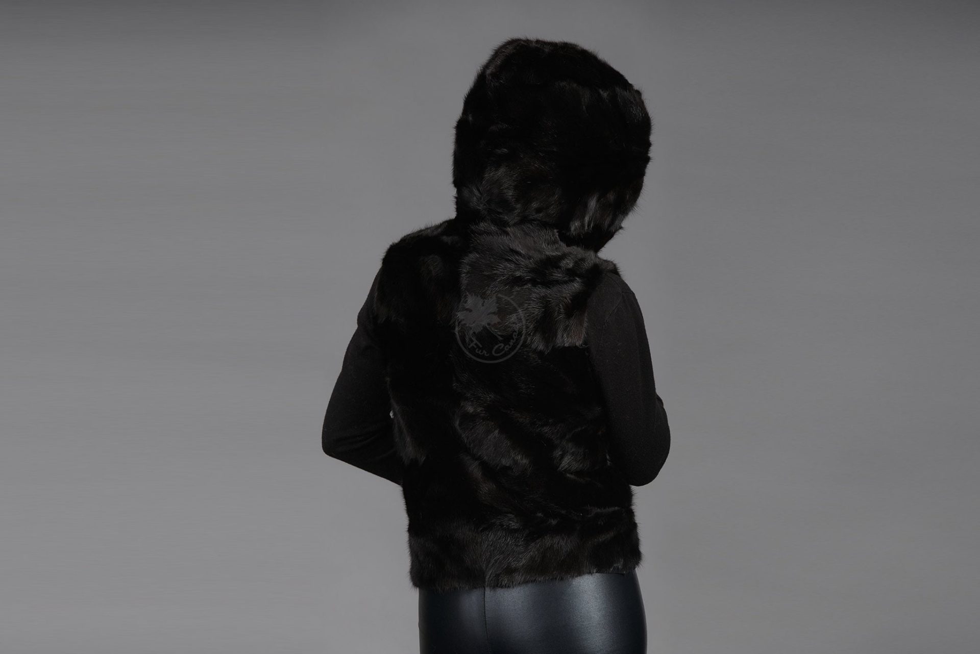 Black Mink Piece Vest with Hood – FurCanada