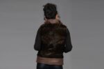 Mahogany Mink Piece Vest With Leather